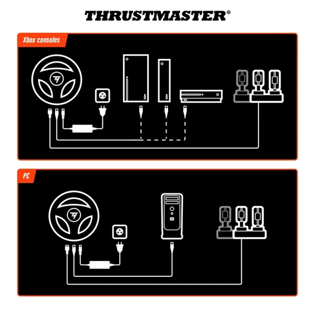 Thrustmaster 4460242 T598-X Fekete 180 cm, Force Feedback, 25 gomb, PC, Xbox Series, Xbox One #9