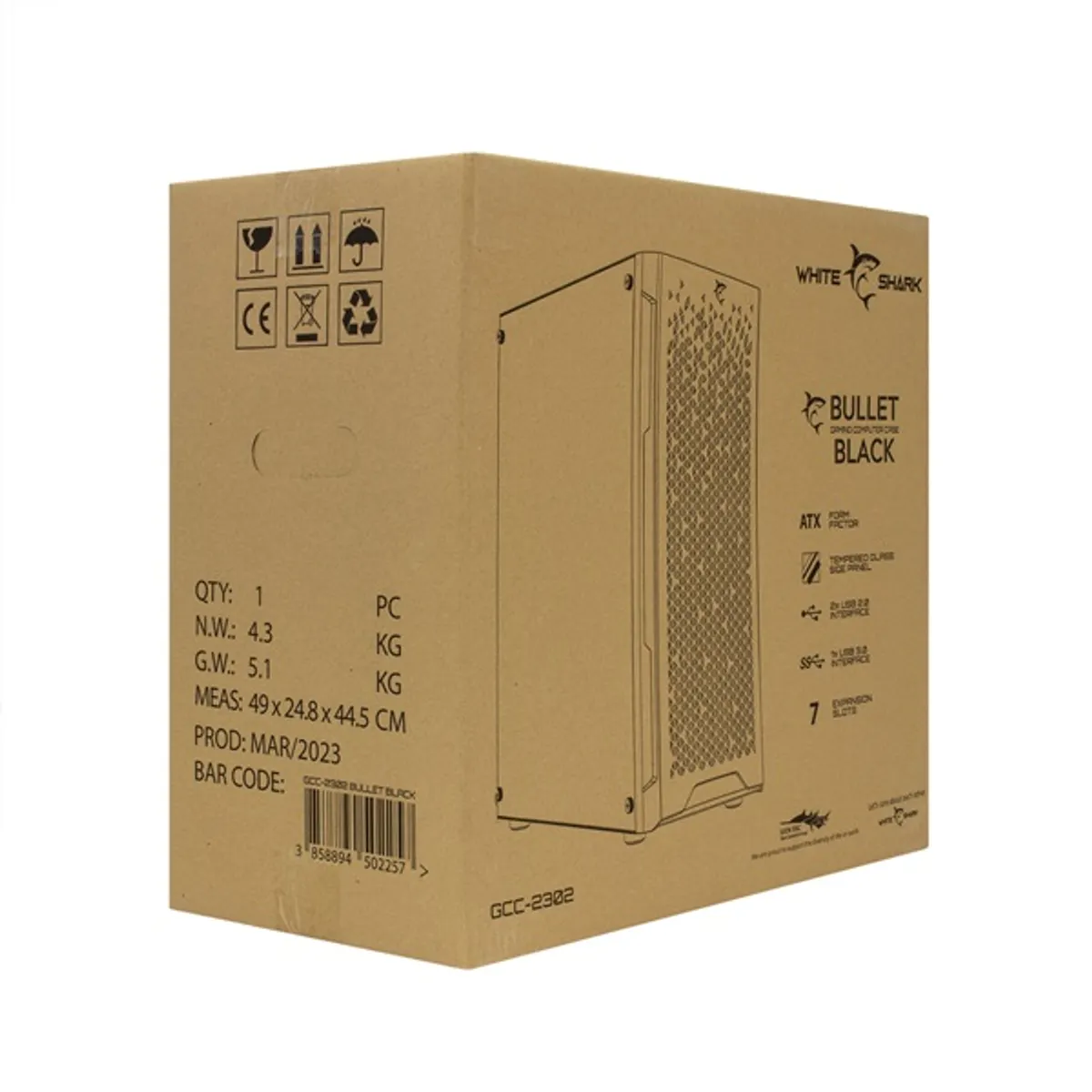 White Shark WS GCC-2302 bullet fekete edzett üveg ATX mid-tower #7