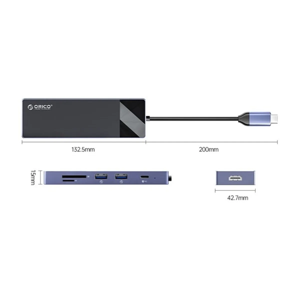 ORICO ORICO-DM-9P-BK-BP 9-in-1 USB-C dokkoló 4x USB 3.0 1x USB 2.0 HDMI PD100W #2