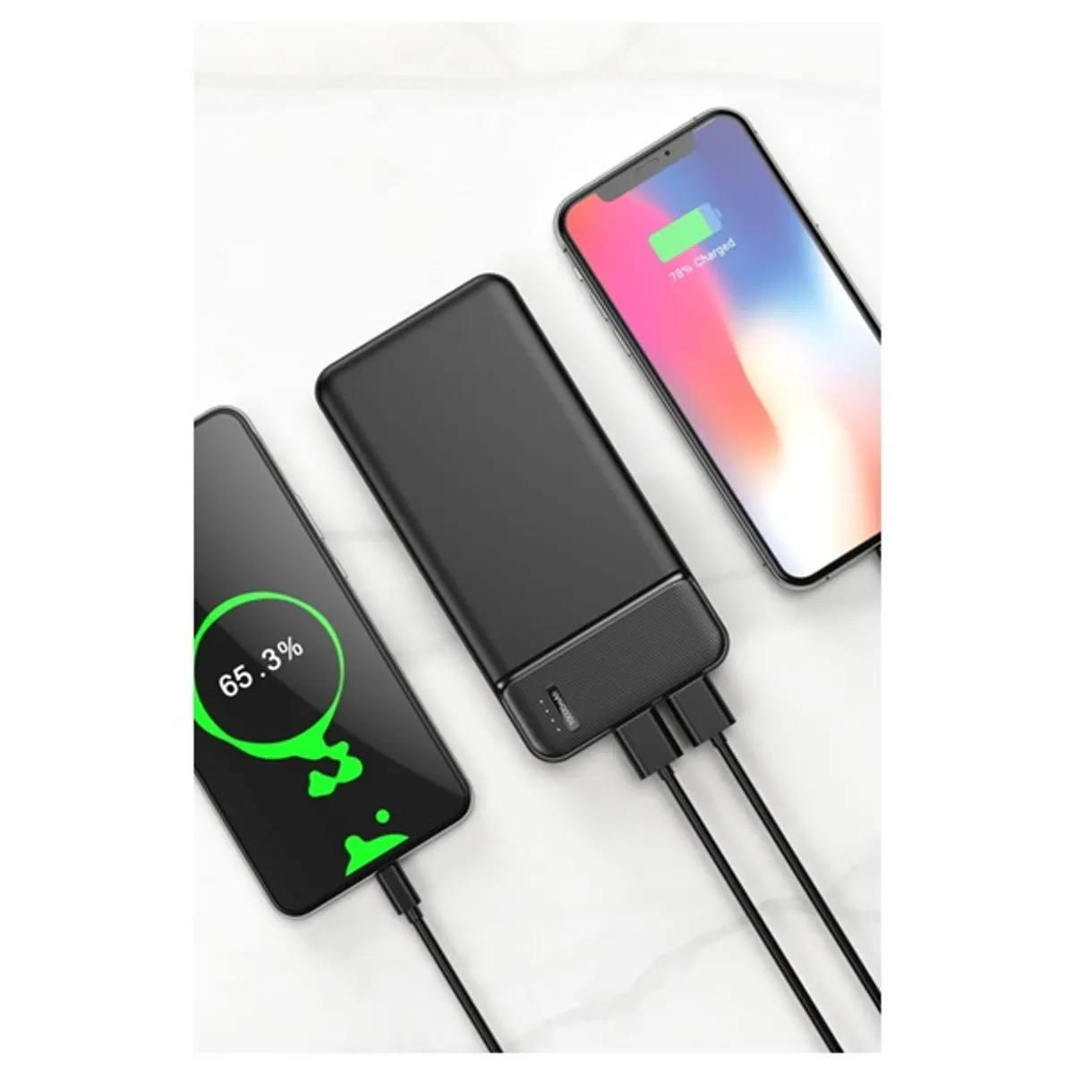 MAXLIFE TF-0022 Power Bank 10 000 mAh 5 V 2 A, 2x USB-A, USB-C és Micro USB bemenet, fekete #9