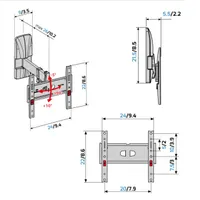 Meliconi 480988 Slimstyle Plus 200SR FB fekete 14"-45" 1 db 30 kg forgatható billenthető karos fali TV konzol #6