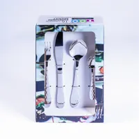 TOO KT-479 SILVER evőeszköz készlet 16 db-os rozsdamentes acél bordázott nyél ezüst bevonattal mosogatógépben mosható
