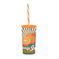 Solmazer 161922-028P IRIS orange juice mintás pohár szívószállal 470ml