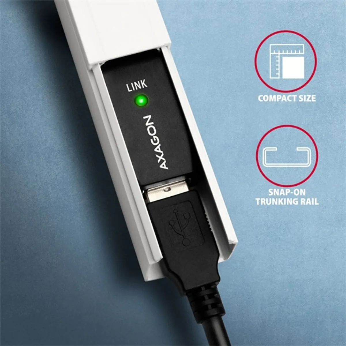 Axagon ADR-220B aktív USB hosszabbító kábel 20 m fekete USB A USB B #4