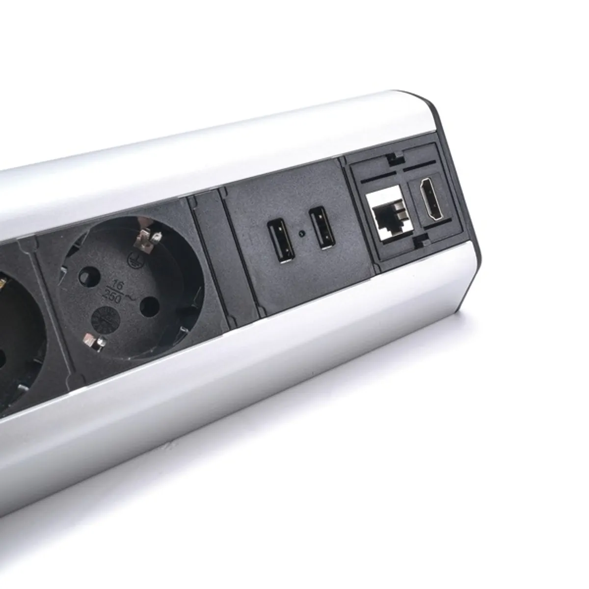 TOO DPS-114-3S asztalra rögzíthető elosztó 3 aljzat 2x USB-A HDMI RJ45 ezüst 1.8 m #6