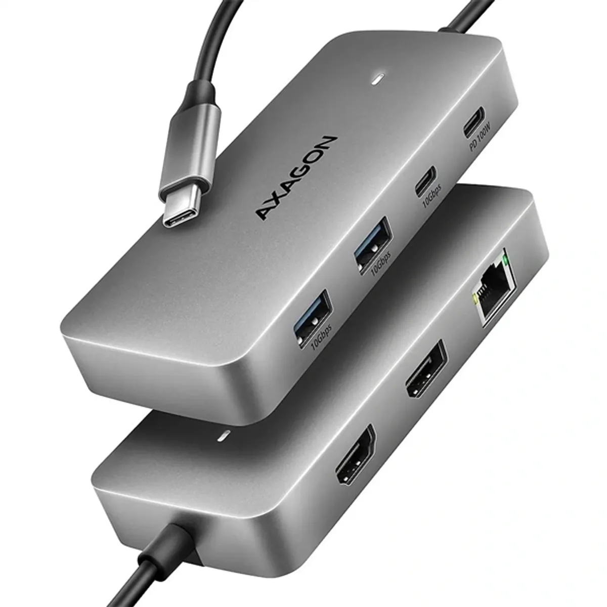 Axagon HMC-CUB83X2 USB-C hub 7in1 10Gbps USB-C USB-A HDMI DisplayPort RJ-45 15 cm kábel #1