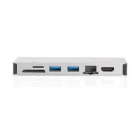 Digitus DA-70866 USB-C többportos utazó dokkoló 8-portos 4K HDMI VGA RJ45 2x USB-C 2x USB 3.0 MicroSD SD MMC ezüst #7