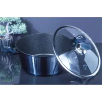Berlinger Haus BH/7148 Metallic Line Aquamarine Edition 30cm lábas, kovácsolt alumínium, 3 rétegű márvány bevonat, turbo indukciós talp, üvegfedő #2