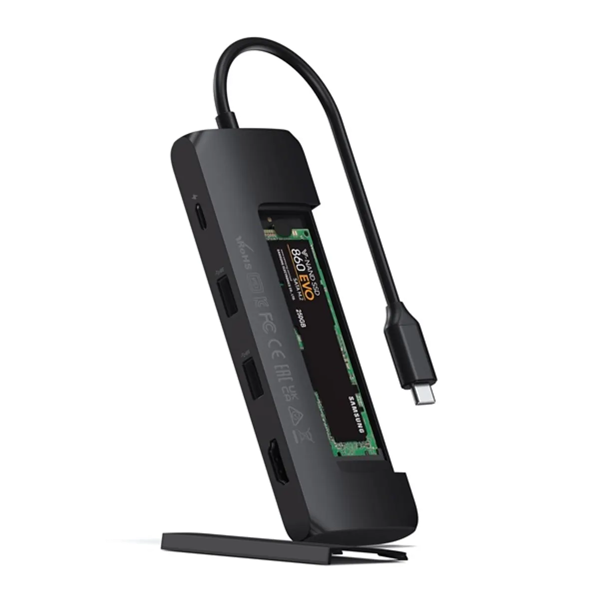 SATECHI ST-UCHSEK USB-C Hybrid Multiport Adapter SSD tok fekete 1x M.2 SATA B-key és B+M-key 2x USB-A 3.1 Gen 2 1x USB-C HDMI 4K #1