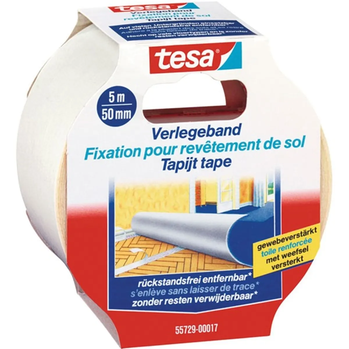 TESA 55729-00026-11 visszaszedhető szöveterősítésű kétoldalas ragasztószalag 50 mm x 5 m átlátszó #1
