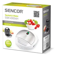 SENCOR 41001526 SSM 4310WH szendvicssütő kerámia felület rozsdamentes acél 4 háromszög szendvics automatikus hőfok-szabályzás csúszásgátló lábak #2