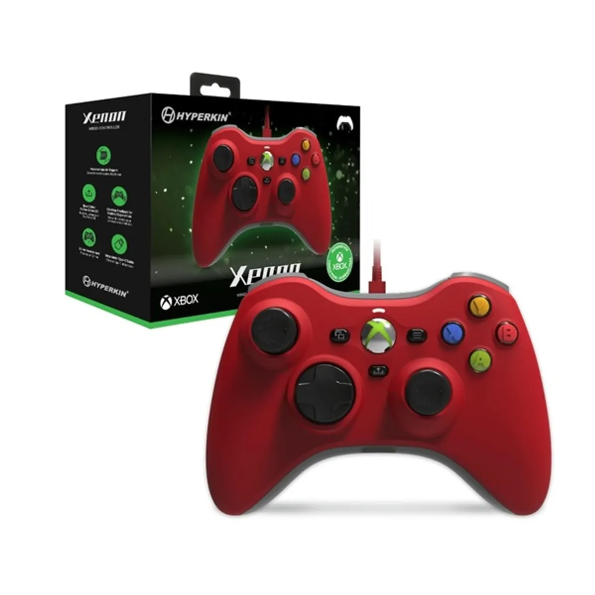 HYPERKIN M01368-RD Xenon piros vezetékes kontroller Windows 10 és Windows 11 Xbox Series X és S Xbox One PC 15 gombos #1