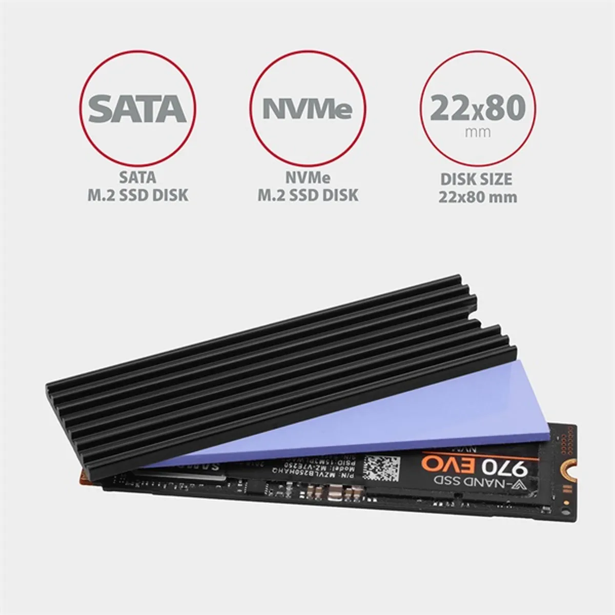 AXAGON CLR-M2L3 passzív M.2 hűtőborda 22x80 mm alumínium #2