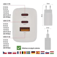 Emos V05G65 GaN PD 65 W 3 USB kimenet USB-A USB-C fehér 100-240 V #4