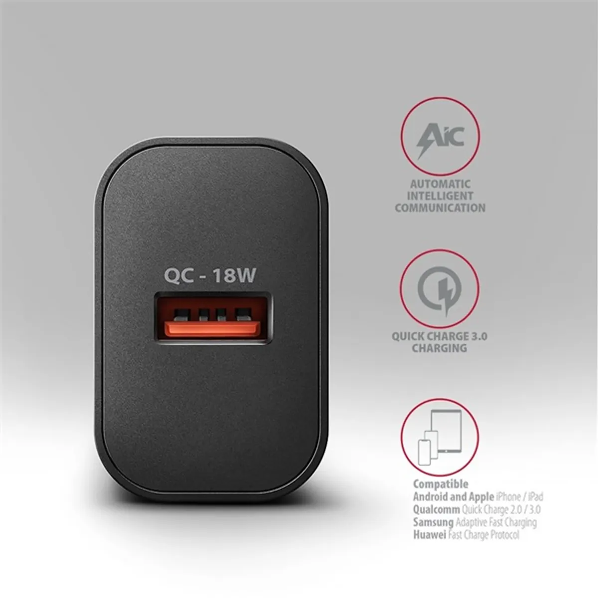 AXAGON ACU-QC18 QC3.0 USB-A falitöltő 18W univerzális kompatibilitás #4