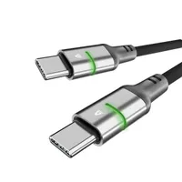 AVAX_CB632 STEELY LED 100 cm USB-C fekete fonott 60W gyorstöltő kábel