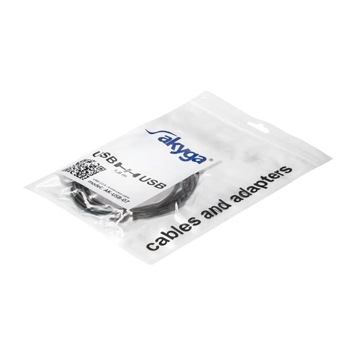 AKYGA AK-USB-07 USB A-A kábel Fekete Szerelt 180 cm Adat- és töltőkábel USB 2.0 A USB 2.0 A #2