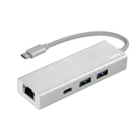 Hama 00200108 USB-C hub ezüst 2x USB-A 1x USB-C 1x LAN
