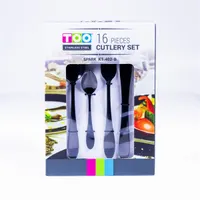 TOO KT-402 B Spark 16 db-os evőeszköz készlet rozsdamentes acél fekete #2