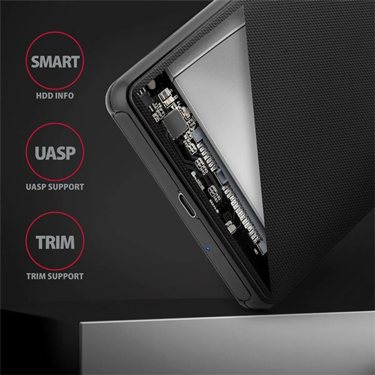 Axagon EE25-SLC Slide box 2.5" külső USB-C HDD és SSD ház fekete #4