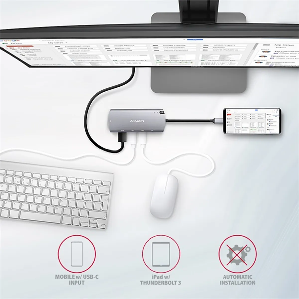 AXAGON HMC-6M2 6in1 dokkoló M.2 SATA USB-C PD60W HDMI 4K RJ45 #6