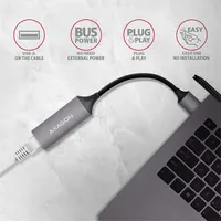 AXAGON ADE-TR usb 3.2 gen 1 külső gigabit ethernet adapter fekete 15 cm RJ-45 USB-A #3