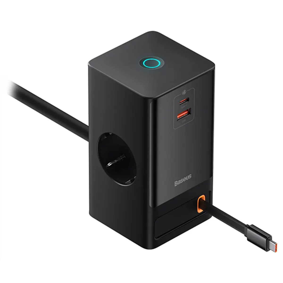 Baseus PSLR000301 PowerCombo töltőállomás 65W univerzális 2 USB-C 1 USB-A kihúzható kábel 1,5 m fekete #10