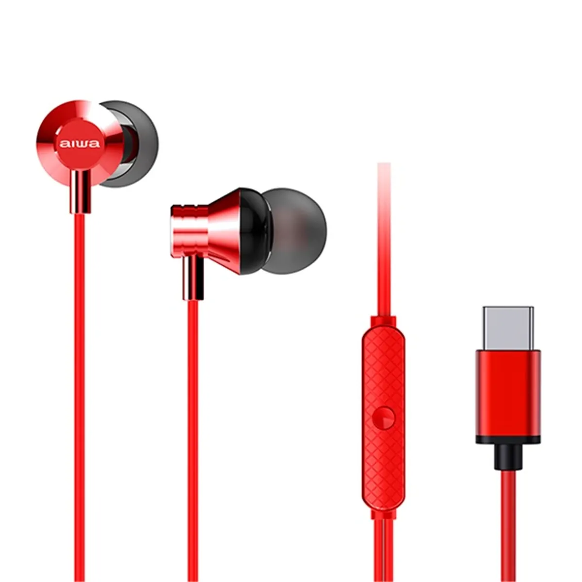 AIWA ESTM-50USB-C/RD ESTM-50USB-C piros 120 cm USB-C kompatibilis eszközök beépített mikrofon kábelbe épített távirányító 10 mm 16 ohm 105 dB #1