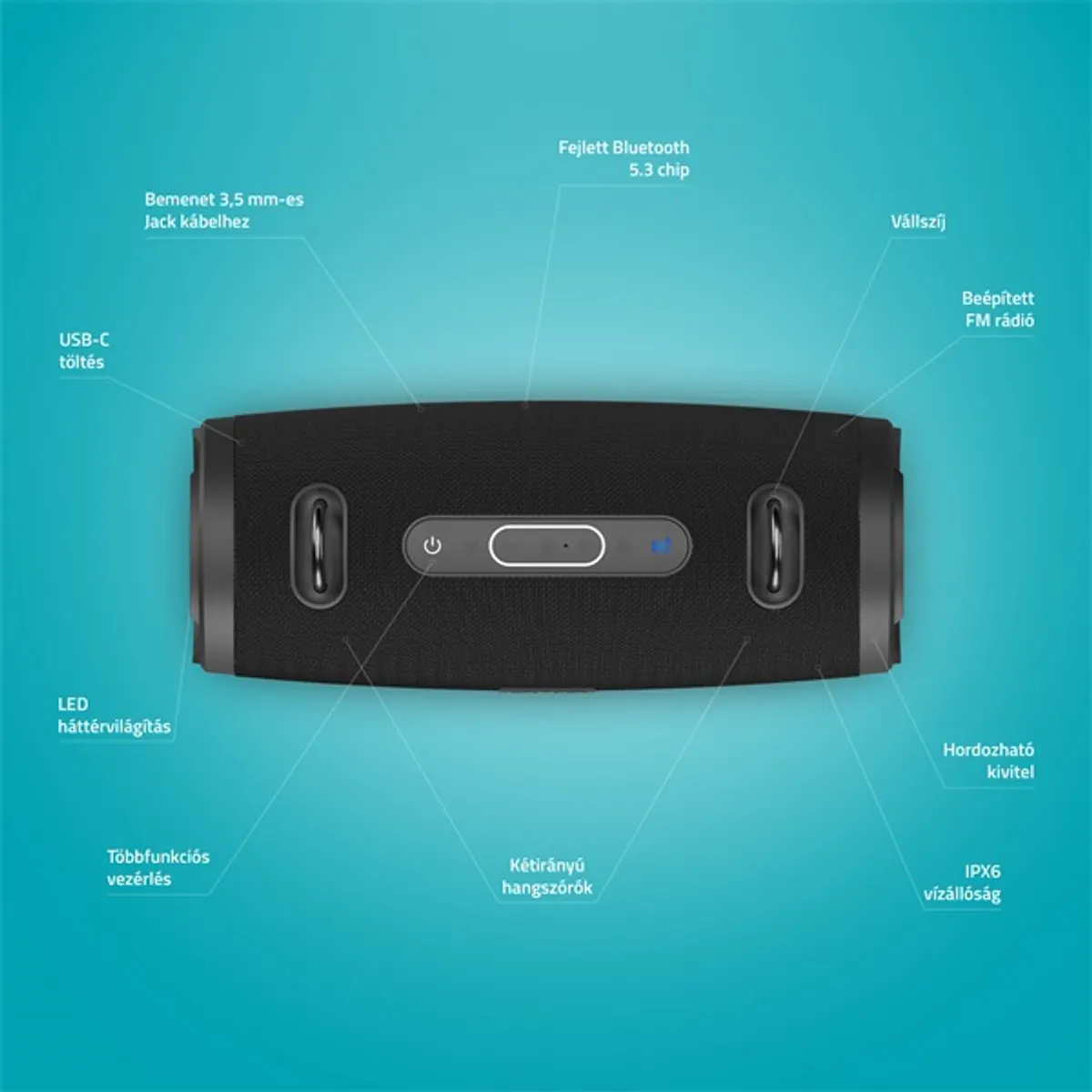 LAMAX LXWSMECL1NNBA Eclipse1 60,0 W ipx6 bluetooth usb-c micro sd fm rádió 9,5 óra #7