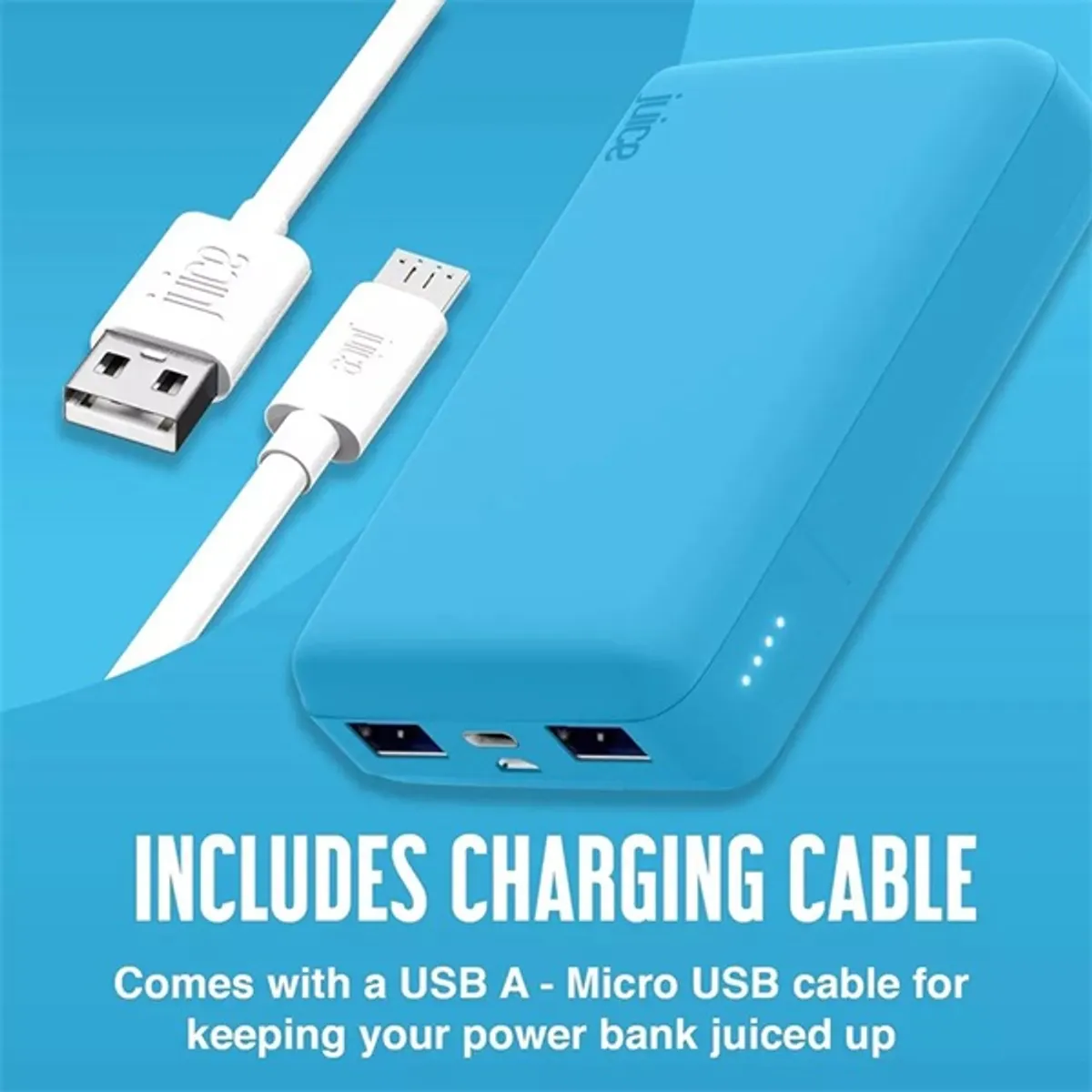 JUICE JU194716 ECO 3 Charge 10000mAh 2x USB-A, 1x USB-C kékeszöld Újrahasznosított műanyag #2