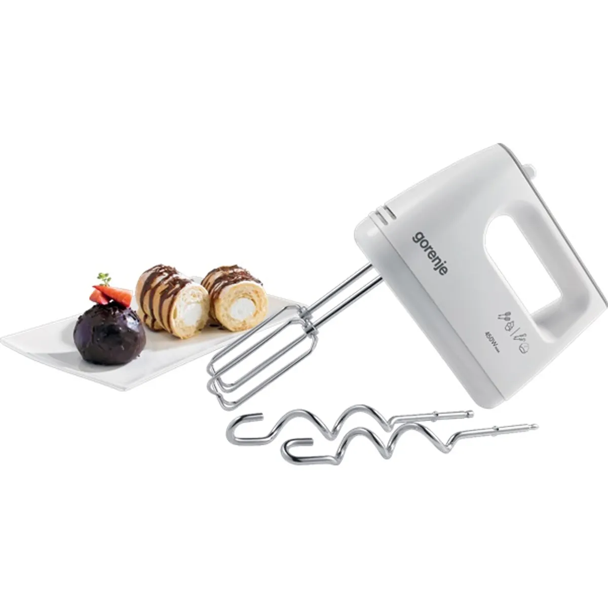 Gorenje 735619 M420CW fehér kézi mixer 450 W 5 fokozat Turbo dagasztás keverés 130 cm kábel #2