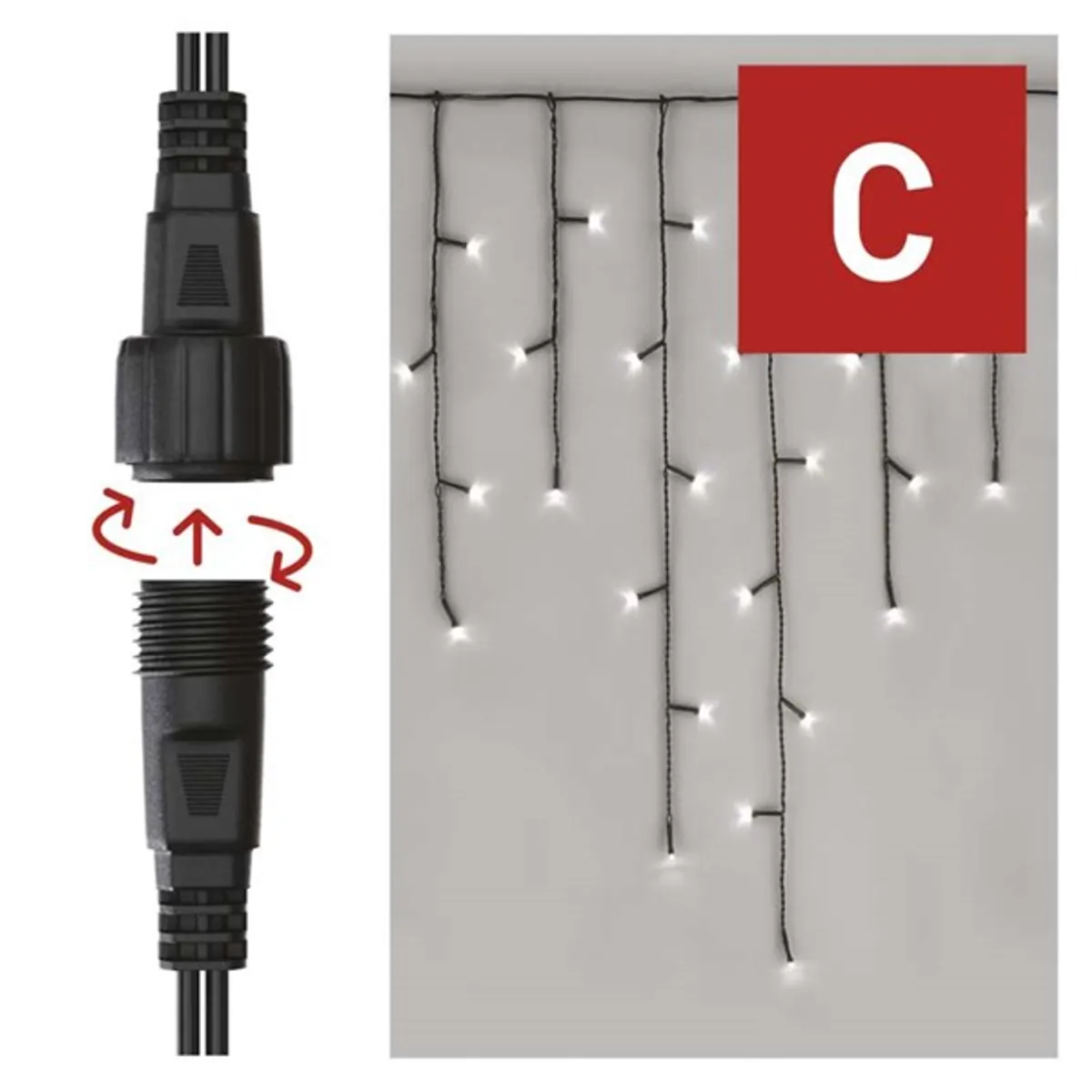 Emos D1CC01 jégcsap fényfüzér 100 led IP44 hideg fehér 2,5 x 0,9 m #2