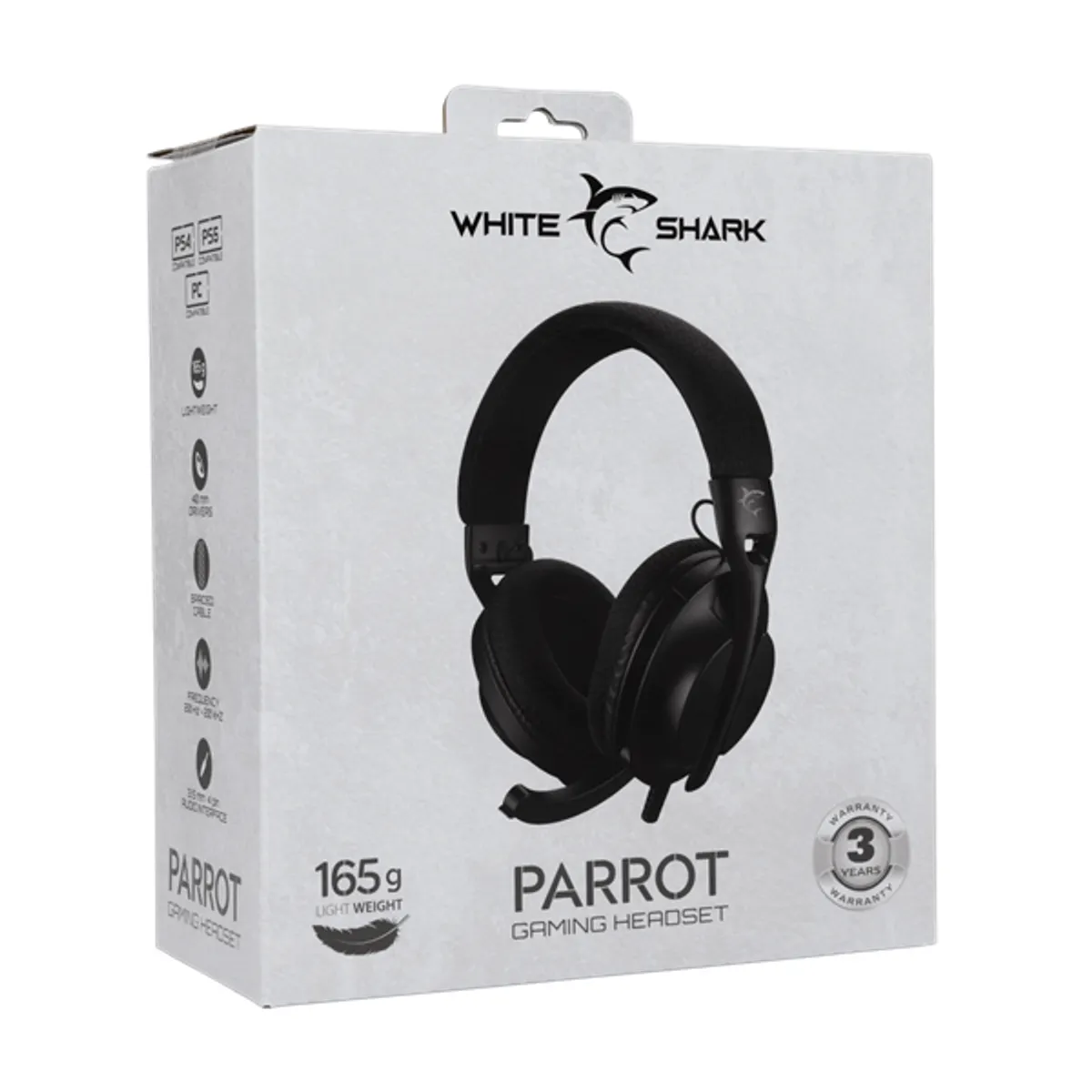 White Shark WS GH-2440B Parrot-B fekete fejhallgató 40 mm hangszóró 20-20000 Hz 30 ohm 121 dB 3,5 mm jack 180 cm kábel PC, MAC, konzol #10