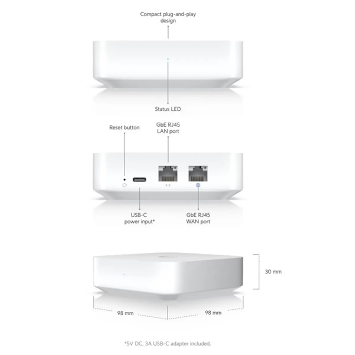 Ubiquiti UXG-LITE Átjáró tűzfal 1 GbE WAN 1 GbE LAN USB-C #4