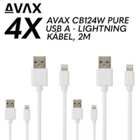 AVAX 4 X CB124 CB124W Fehér 2m USB A Lightning Adat- és töltőkábel