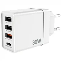 Verbatim 49701 30W 4-port USB fali töltő fehér 100-240V 1x USB-C PD 20W; 1x USB-A QC3.0 18W; 2x USB-A 10W #4