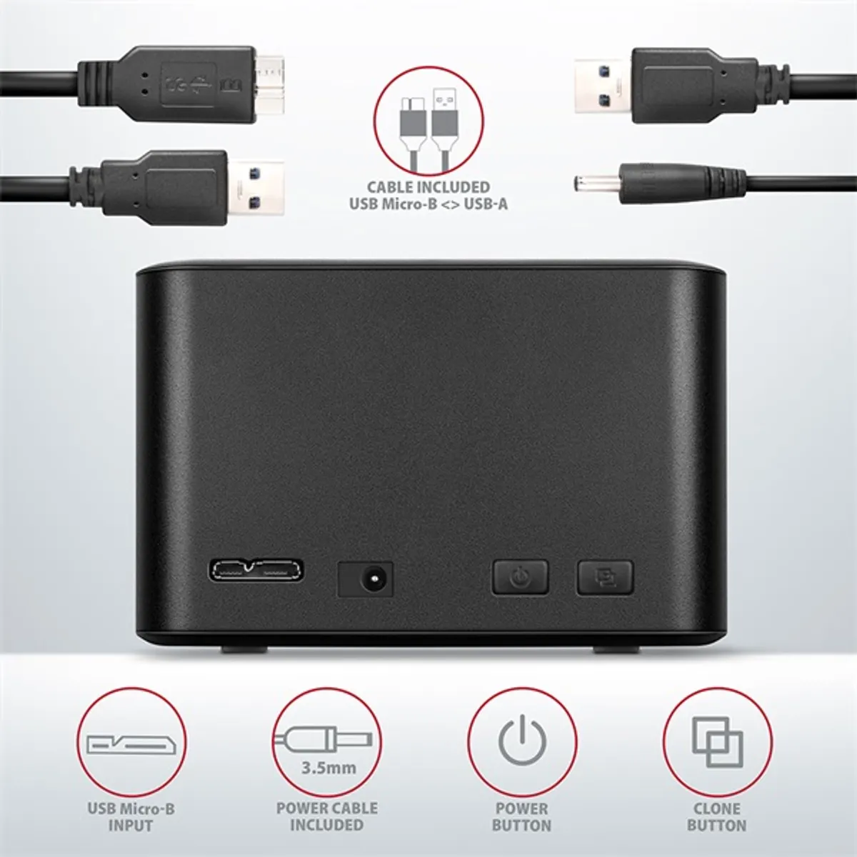 AXAGON ADSA-D25 duál dokkoló külső USB SATA 2,5" fekete #7