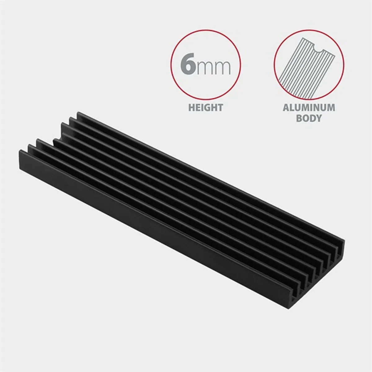 AXAGON CLR-M2L6 M.2 hűtőborda ALU 22 x 80 mm 6 mm egyoldalas és kétoldalas M.2, SATA és NVMe #3