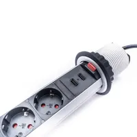 TOO PPS-304-3S rejtett hálózati elosztó beépíthető 3 aljzat 2x USB-A ezüst 1,8 m #5
