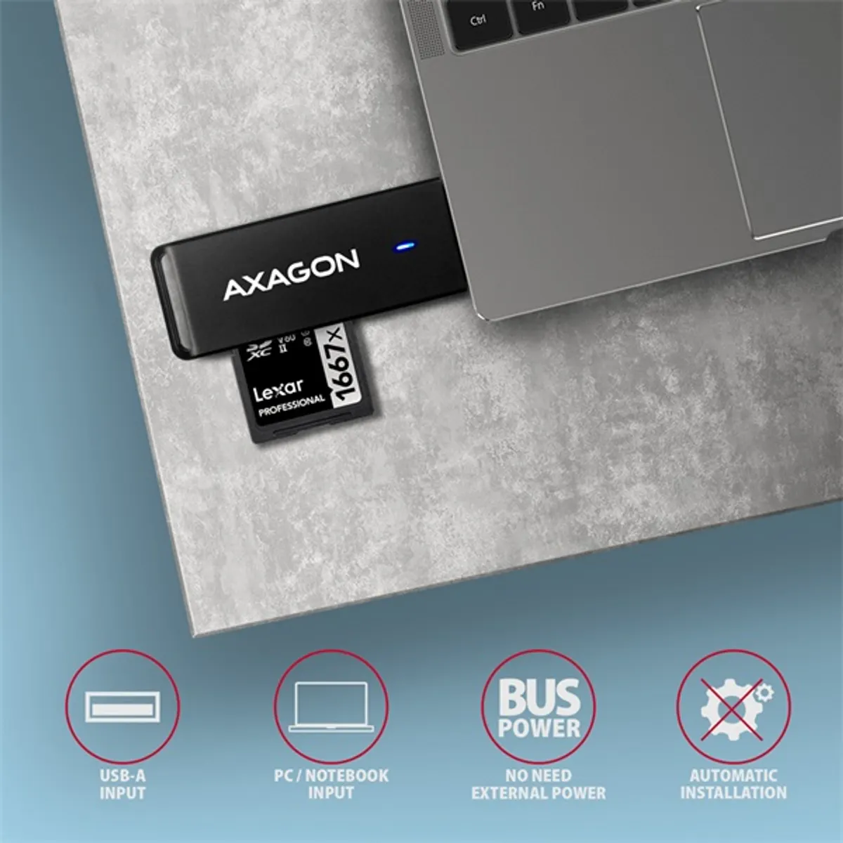 AXAGON cre-s2n kártyaolvasó külső sd-microsd usb-a usb-c #4