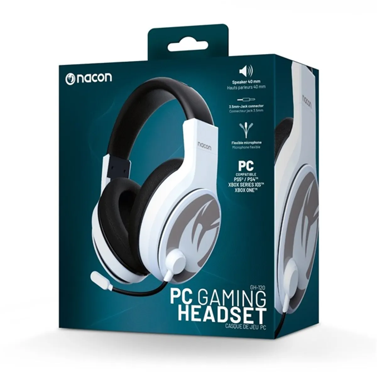 NACON 2809130 GH-120 fehér gamer fejhallgató 40 mm 3,5 mm 2,20 m balos mikrofon kompatibilis PS4 PS5 PC Xbox One Xbox Series X Mobiltelefon #2