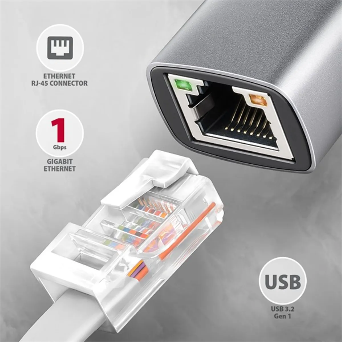 Axagon ADE-TXPD USB-C gigabites Ethernet adapter ezüst fekete 15 cm RJ-45 #2