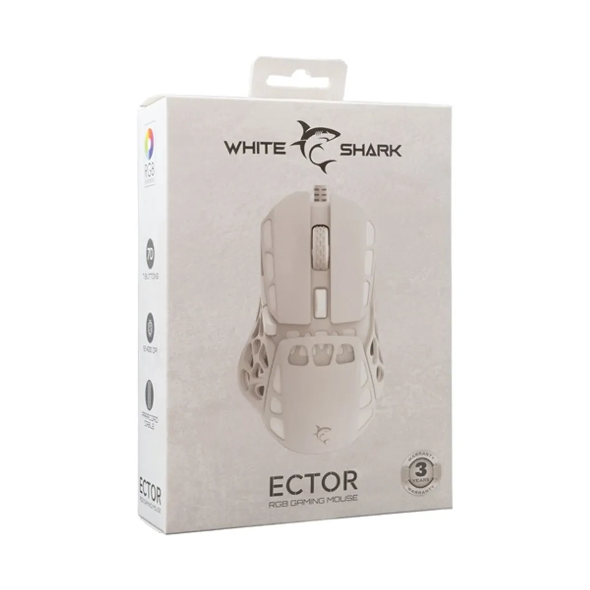 White Shark WS GM-5016W ECTOR Fehér 7 gomb USB optikai PMW3327 12400 dpi RGB 1,8 m #7