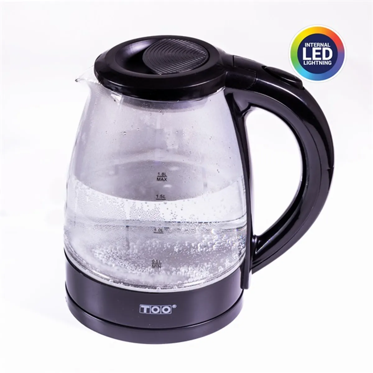 TOO KE-800 1,8 L üveg vízforraló vezeték nélküli, 1800 W, 360 fokos forgó talp, rejtett fűtőszál, vízszintjelző, vízkőszűrő, automatikus kikapcsolás #1