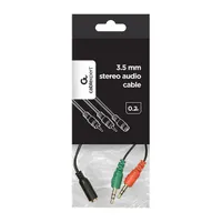 GEMBIRD CCA-418 adapter kábel 2x3,5 mm jack apa 4-pólusú TRRS anya fekete 20 cm #2