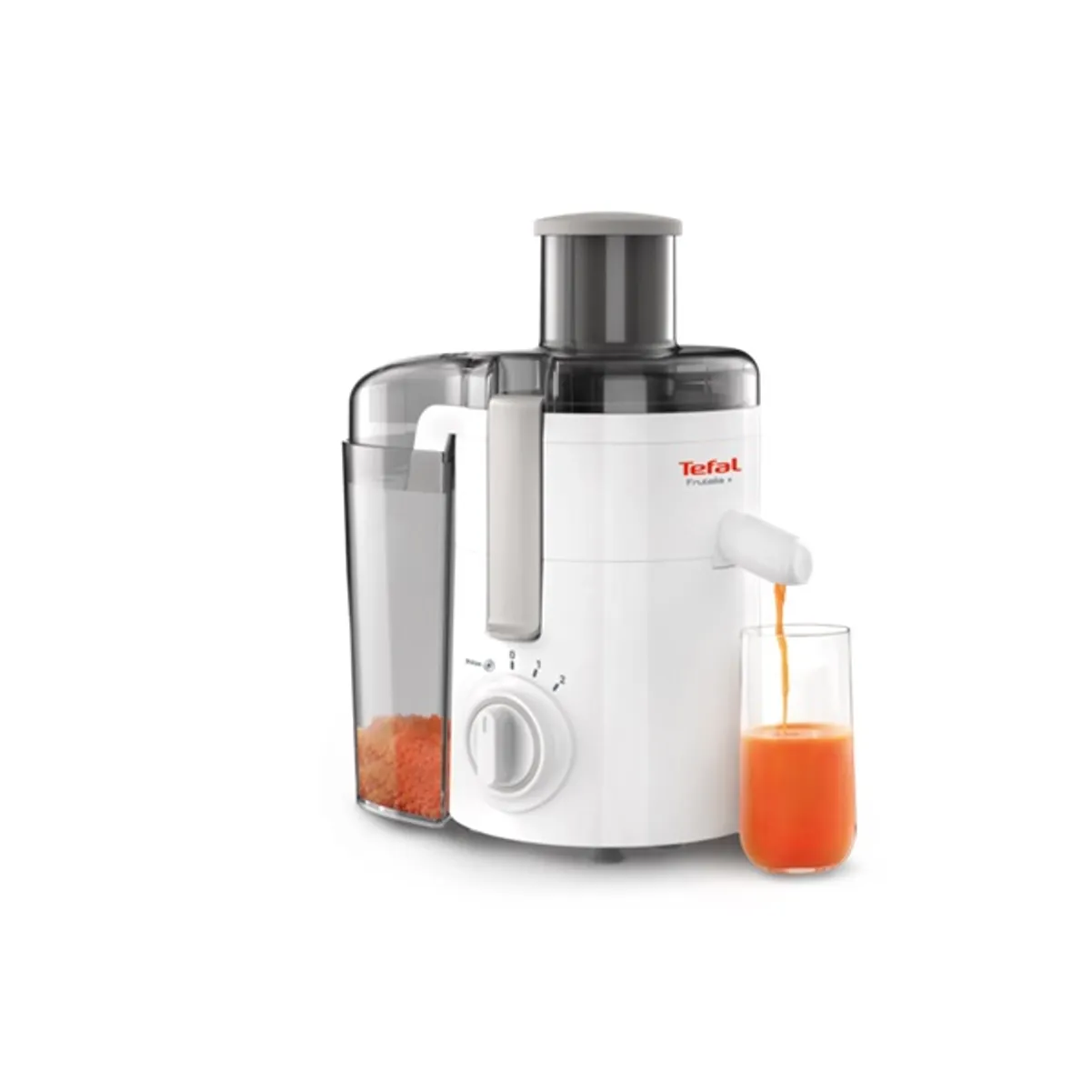 Tefal 8010000566 Frutelia Plus 350W fehér betöltőnyílás 60 mm gyümölcslétartály űrtartalma 1,0 L gyümölcshústartály űrtartalma 1 L nemesacél kés #1