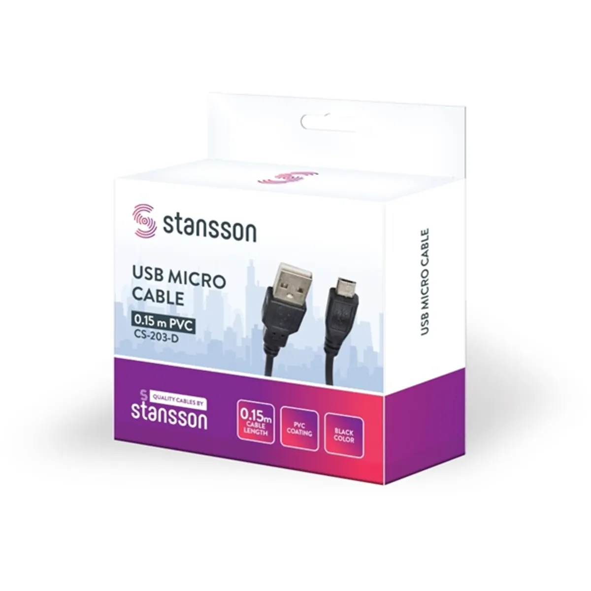 Stansson CS-203-D USB A-Micro USB kábel 15 cm USB 2.0 fekete #1