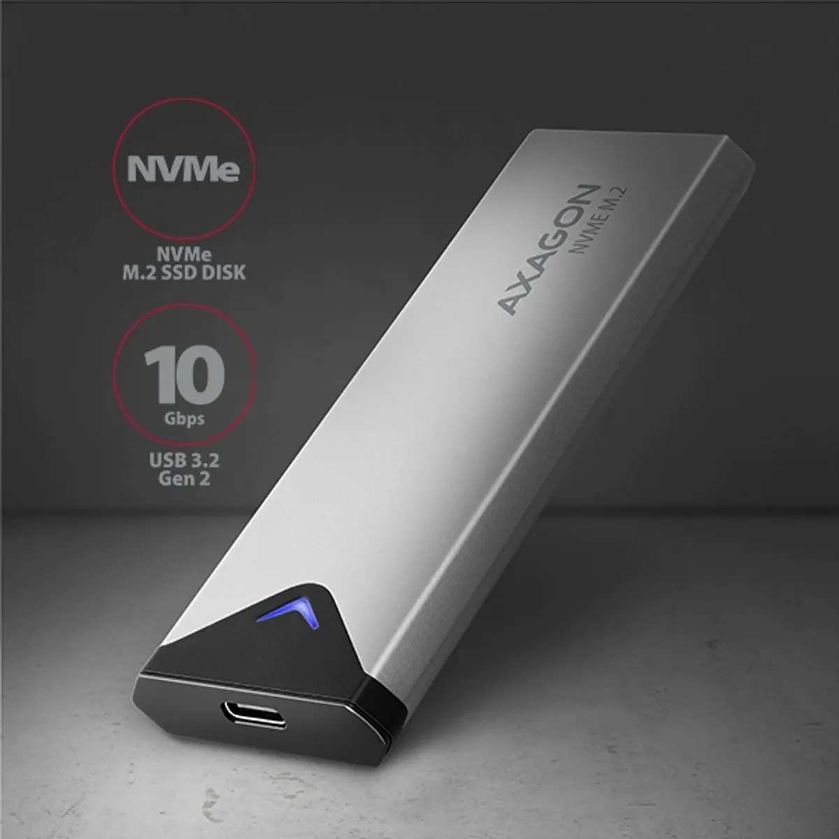 AXAGON EEM2-UG2 M.2 nvme külső ház usb-c 3.2 gen2 alumínium szürke #6