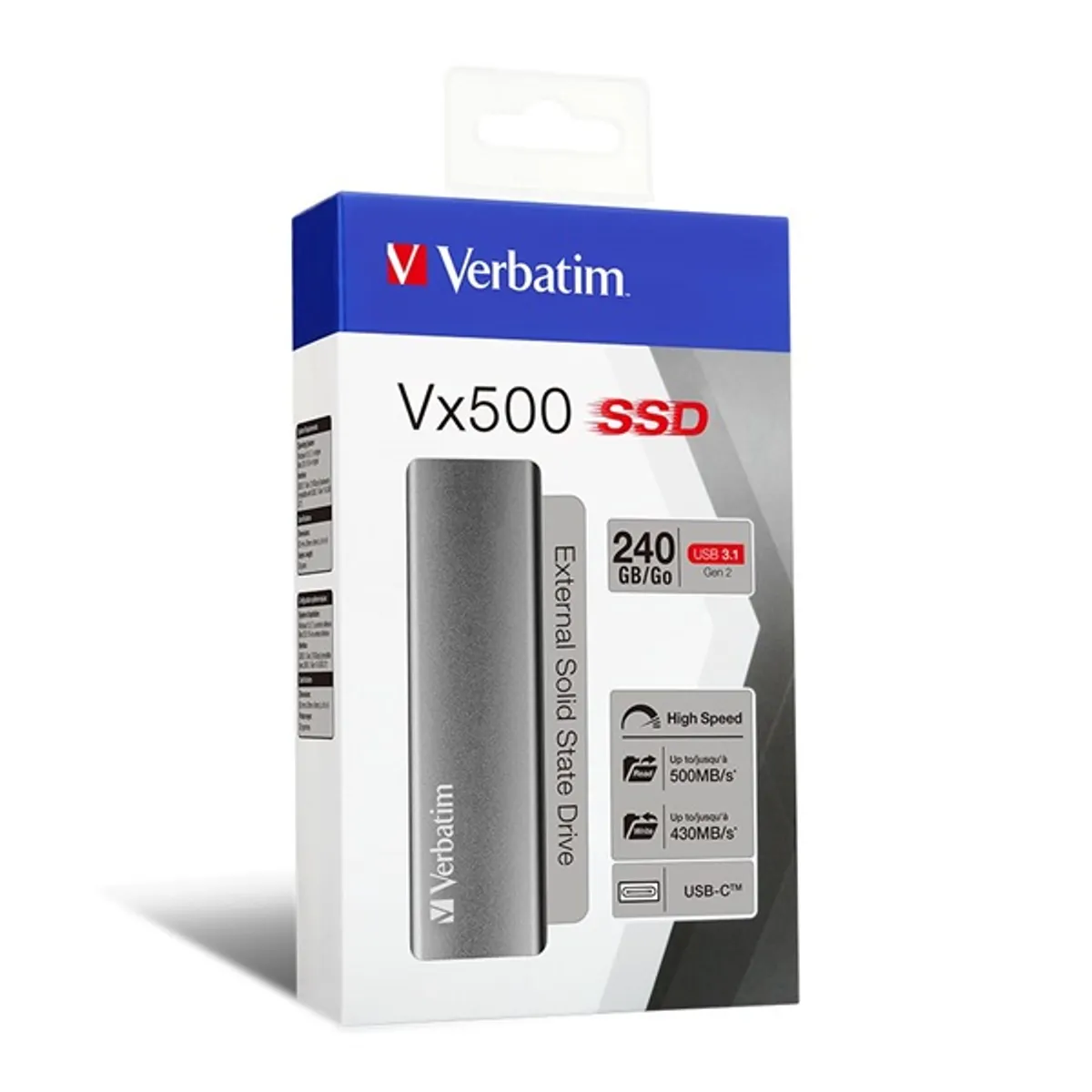 Verbatim 47442 Vx500 külső SSD 240 GB USB 3.2 Gen 2 szürke 500 MBps 430 MBps #3