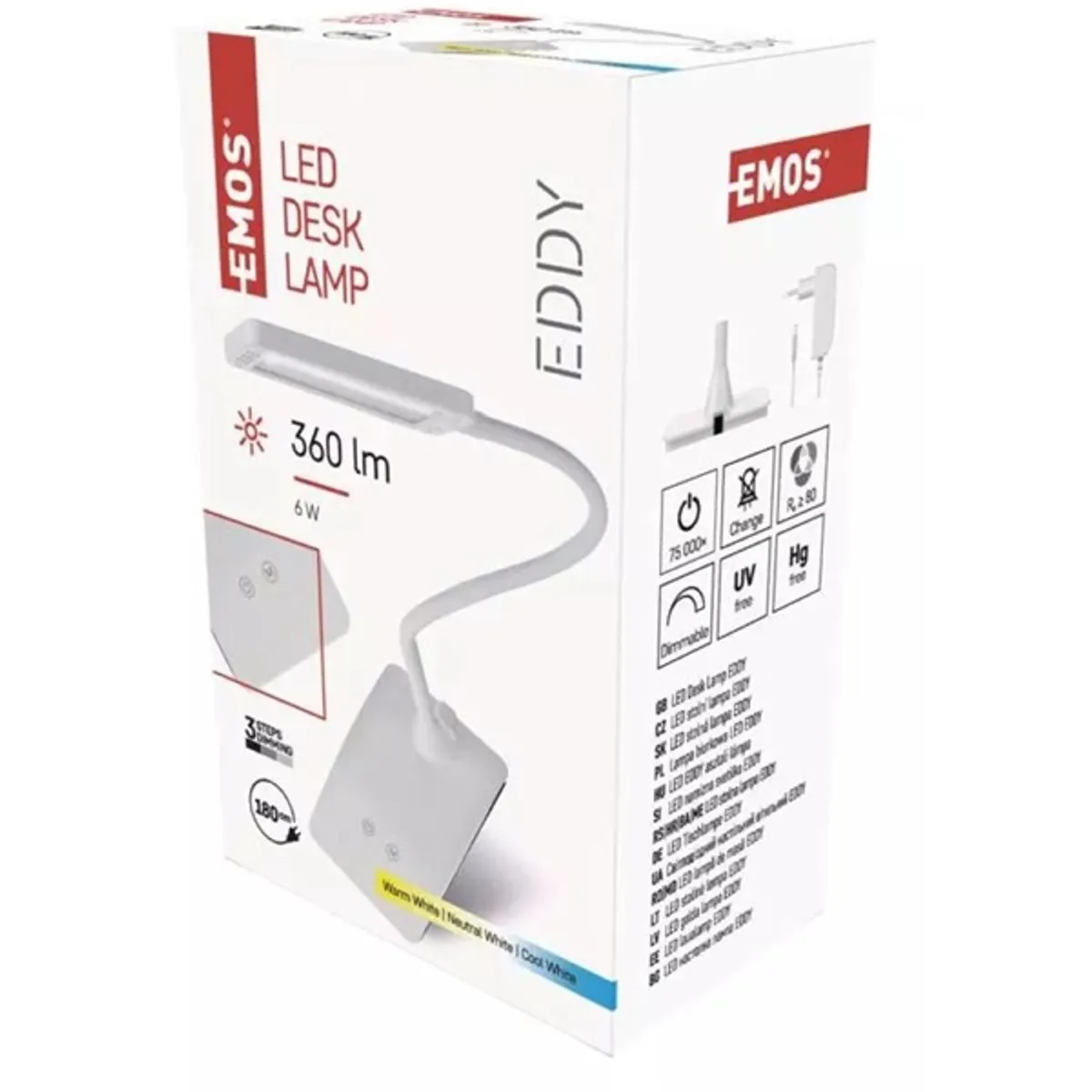 EMOS Z7599W Eddy Led asztali lámpa fehér 6 W 360 lm dimmelhető 12 V 0,36 A #4